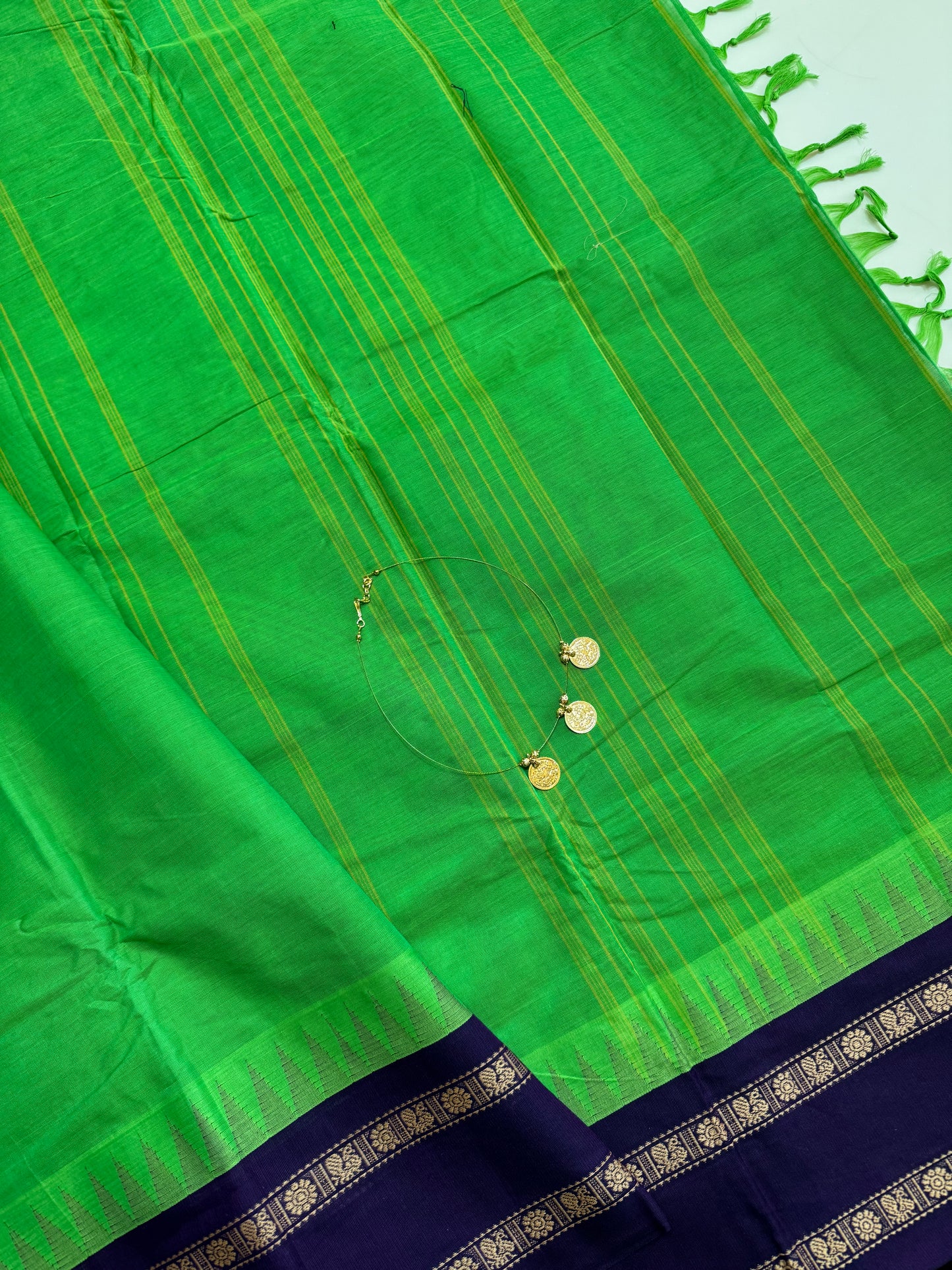 Pure Handloom Korvai Temple Border Cotton Saree