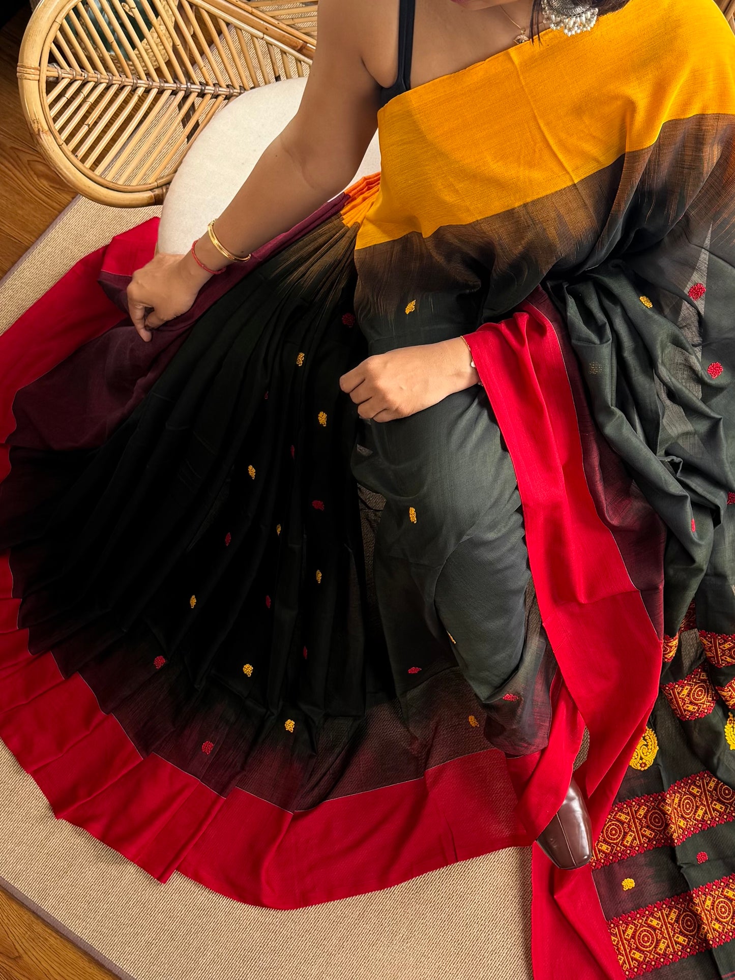 Dark green Bengal Loomz - Jamdani Weaves