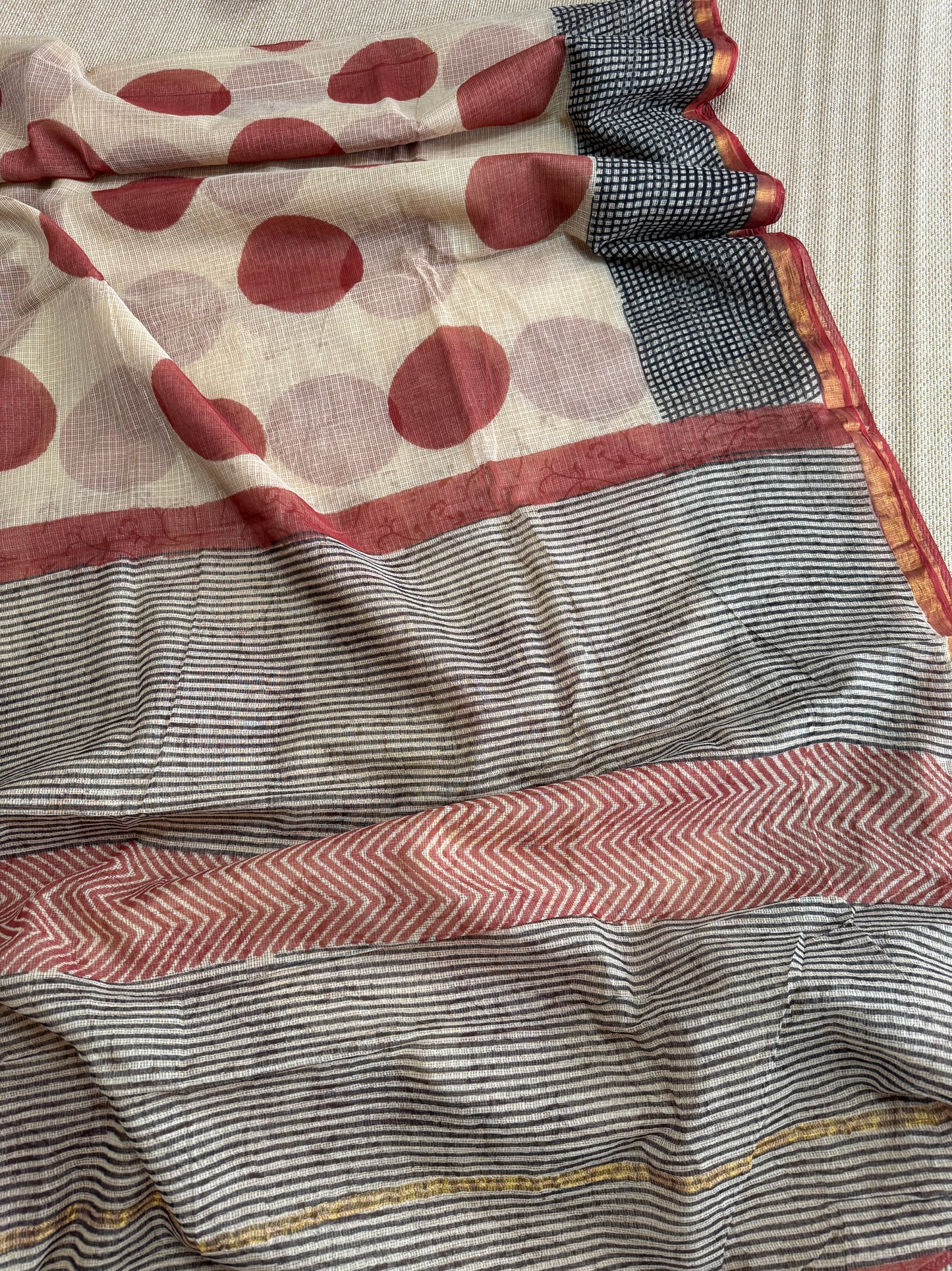 Kota Doria - Hand Block Printed  Saree