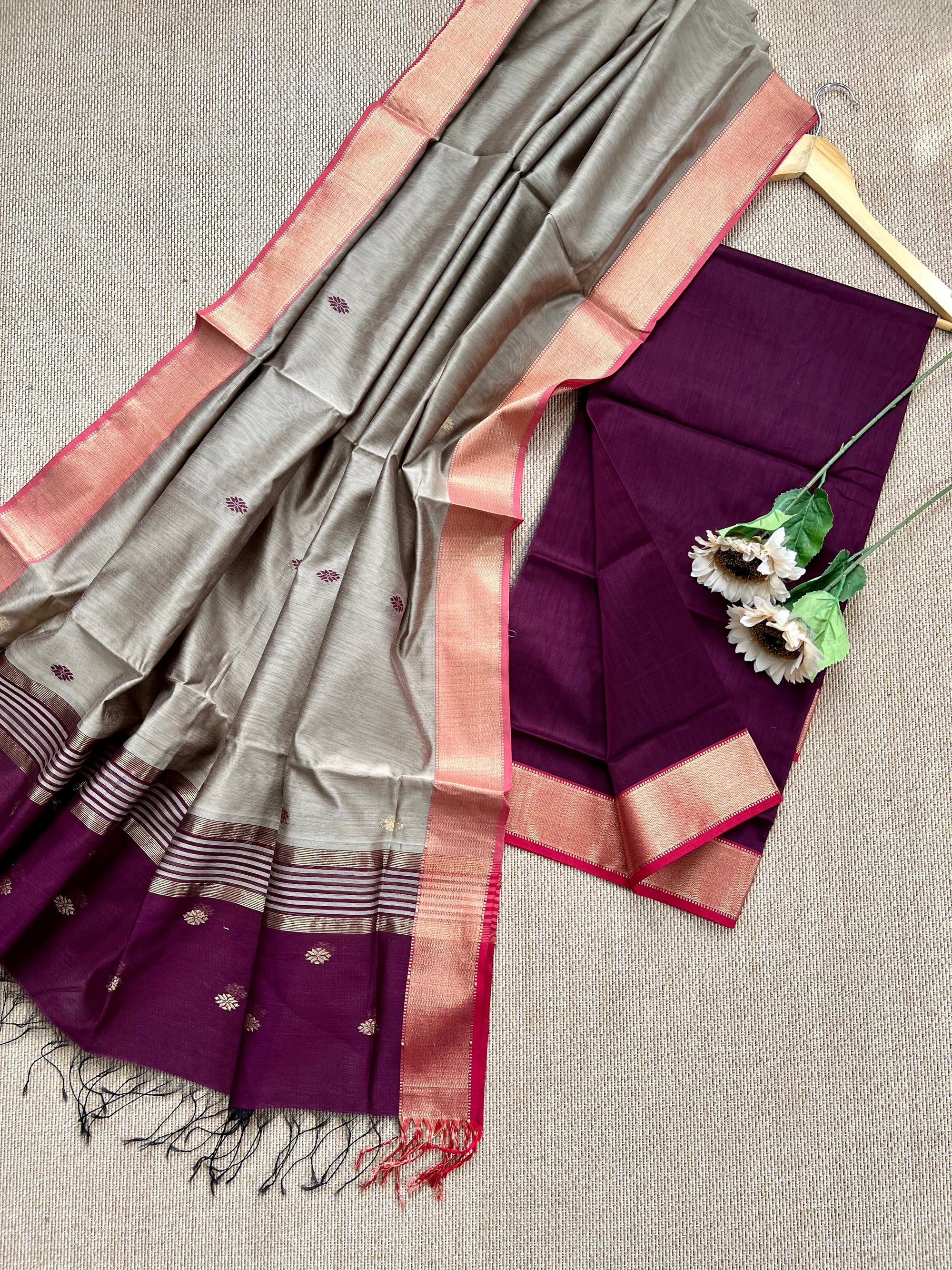 Pure Handloom Maheswar Silk Cotton Salwar Kameez Set