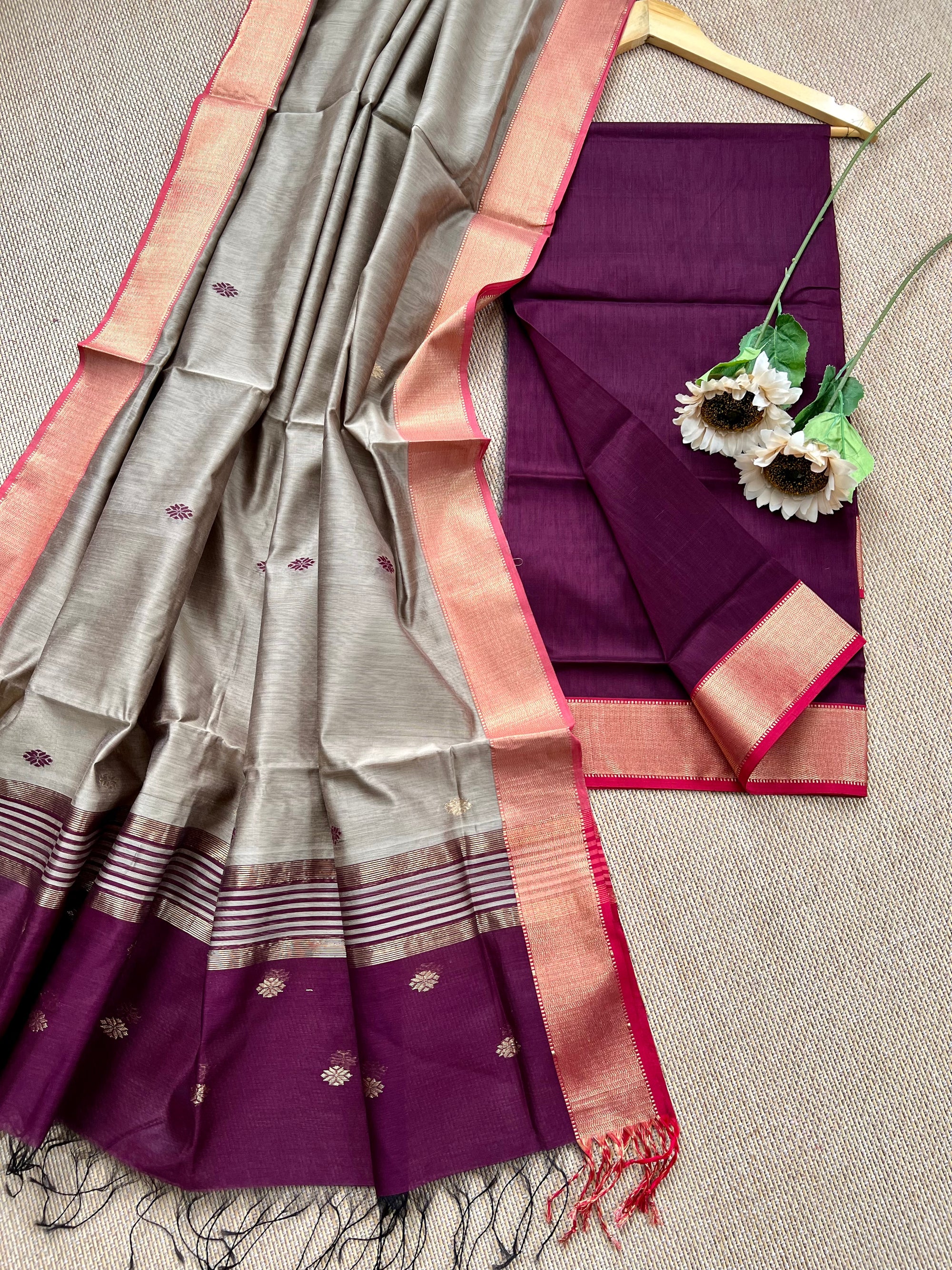 Pure Handloom Maheswar Silk Cotton Salwar Kameez Set