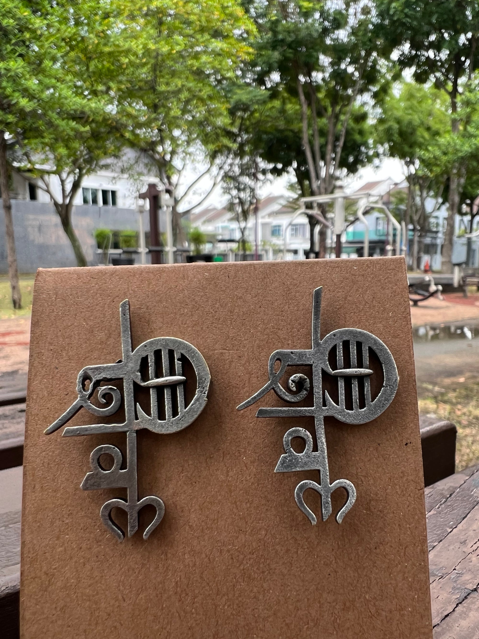 Oxidized silver (Sulam statement jewelry earrings )