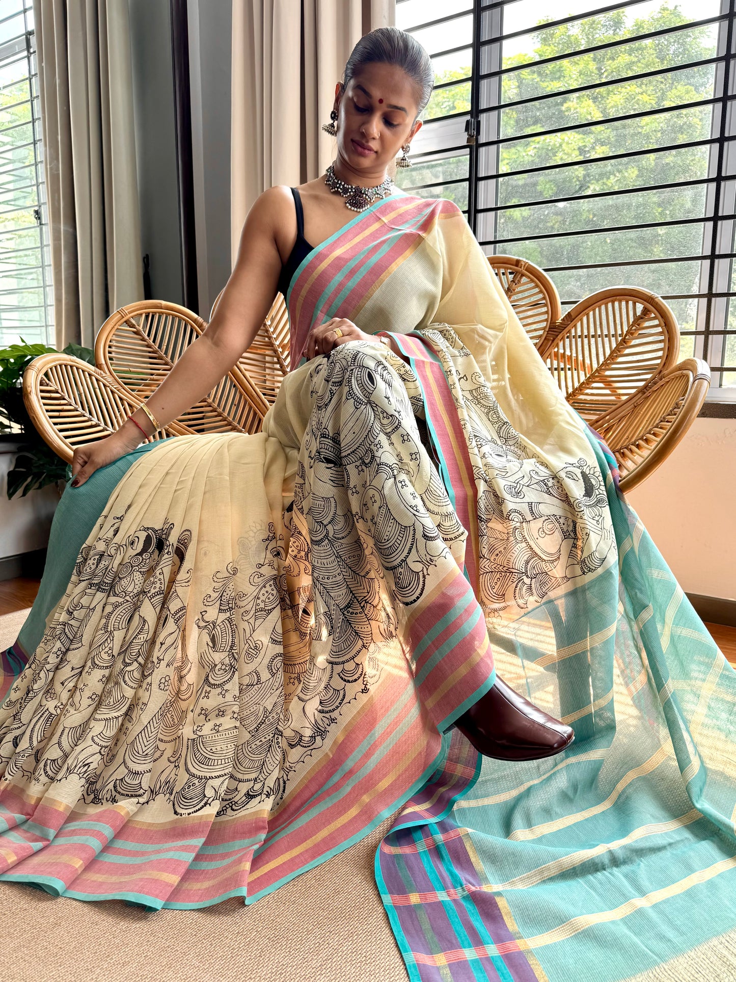Pen Kalamkari Saree