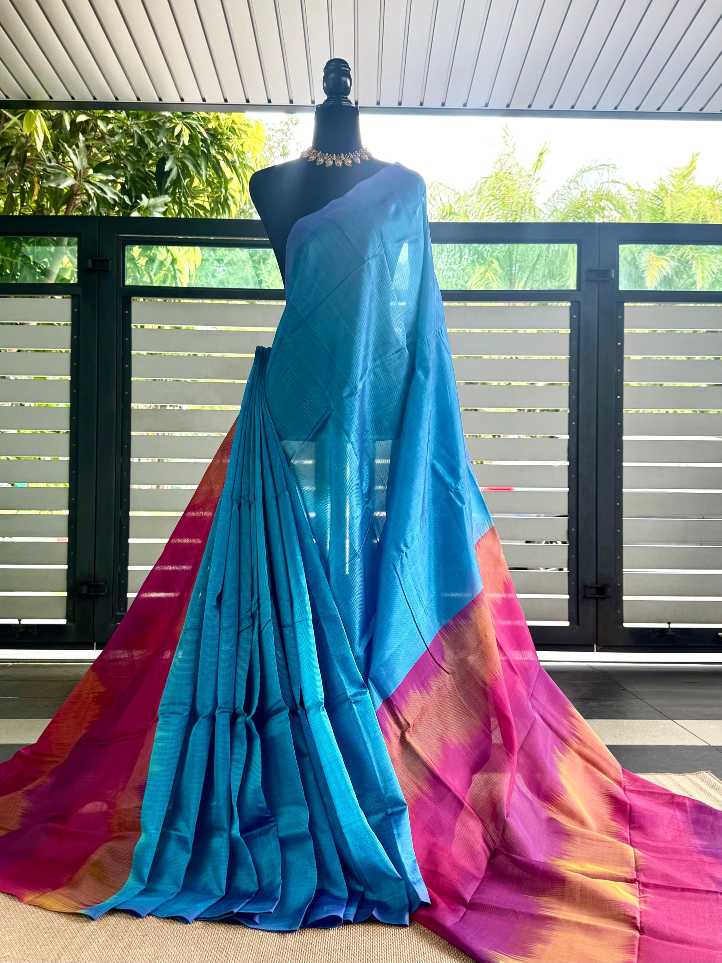 Ikkat Weaves MAnglagiry  Pattu By Cotton saree