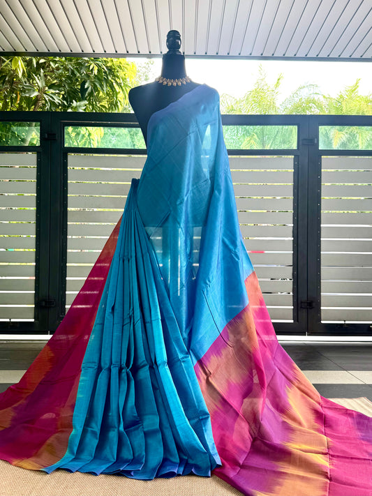 Ikkat Weaves MAnglagiry  Pattu By Cotton saree