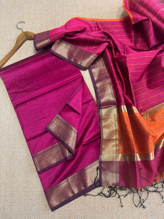 Pure Handloom Maheswari Silk Cotton Salwar Suit