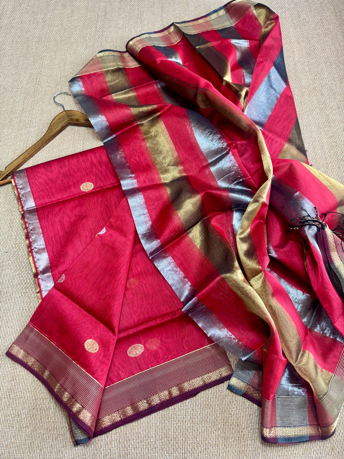 Pure Handloom Maheswari Silk Cotton Salwar Suit