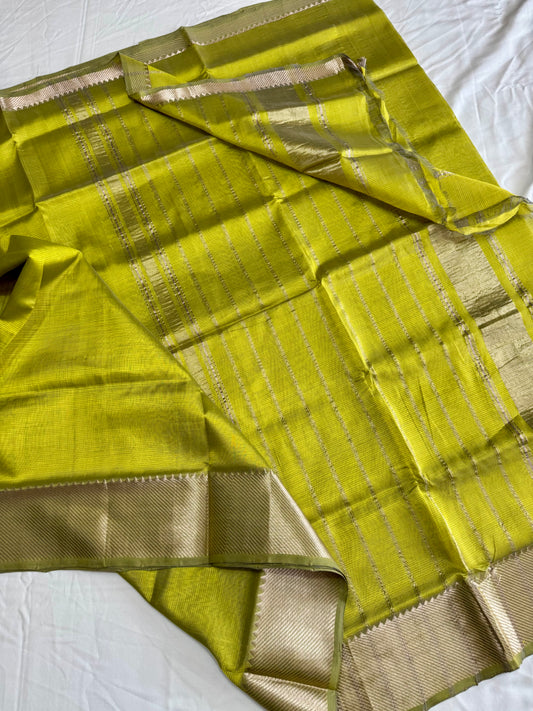 Pure Handloom Mangalagiri Pattu by cotton saree with 50/150 k zari border