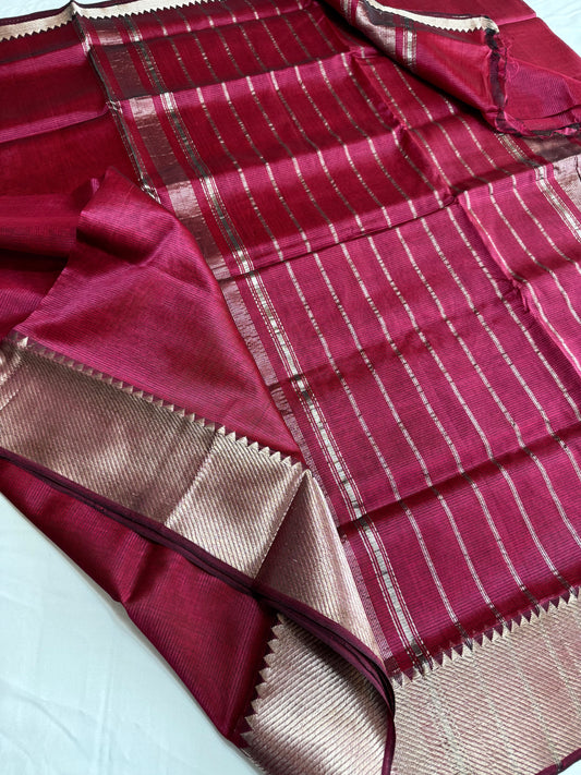 Pure Handloom Mangalagiri Pattu by cotton saree with 50/150 k zari border