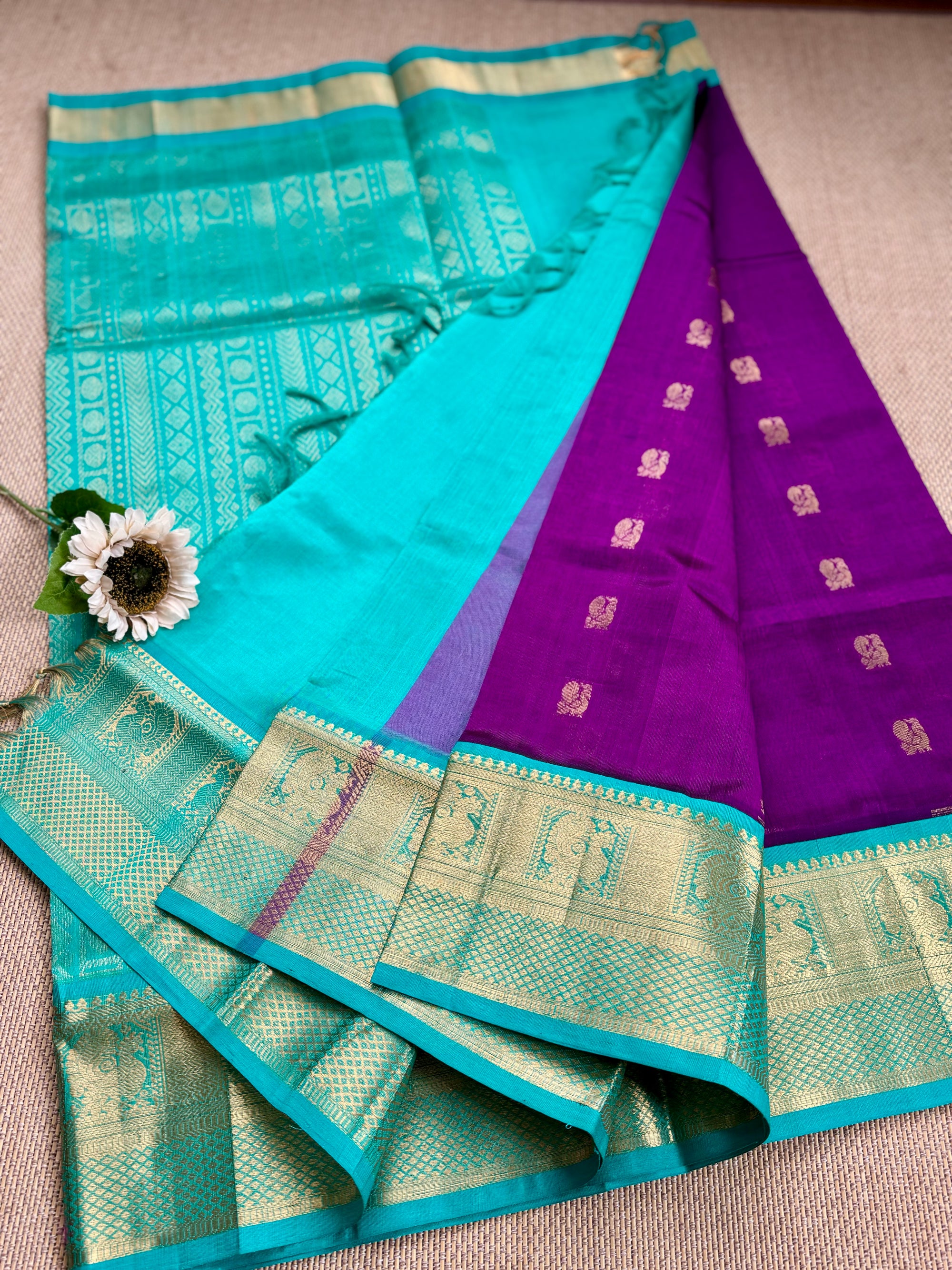 Pure Handloom Kanchipuram Silk Cotton saree