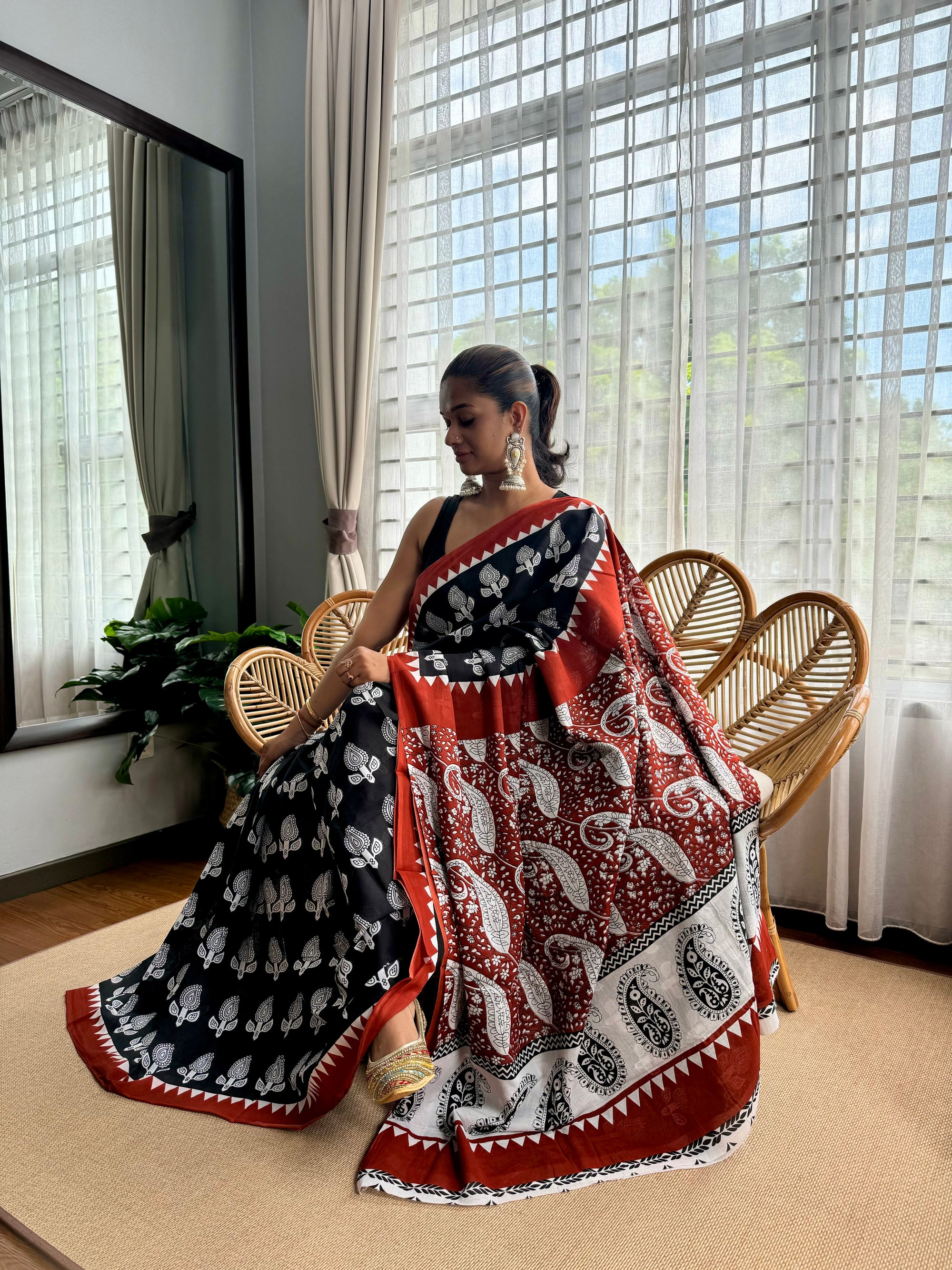 Block  Print design Cotton Saree