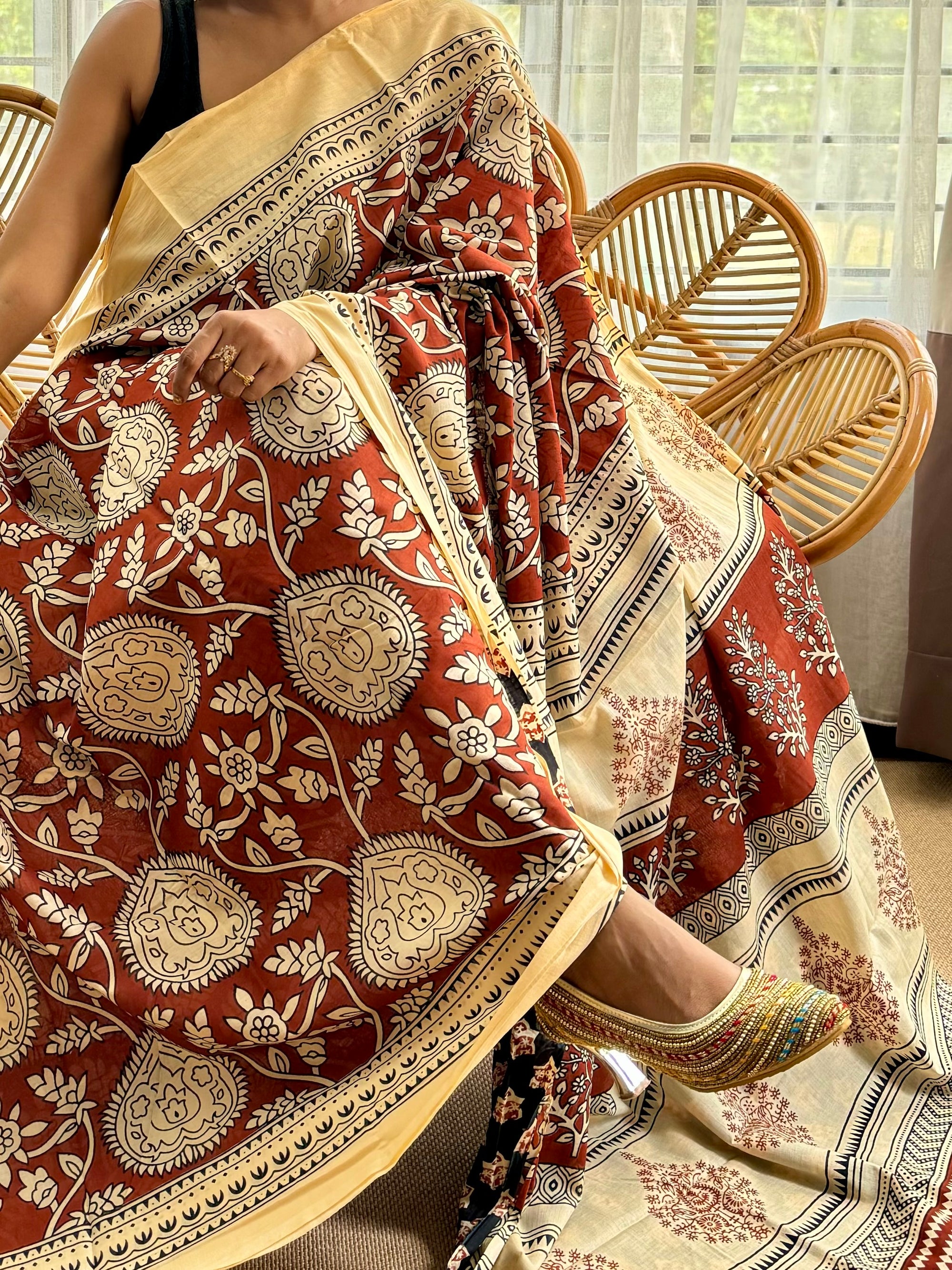 Block  Print design Cotton Saree