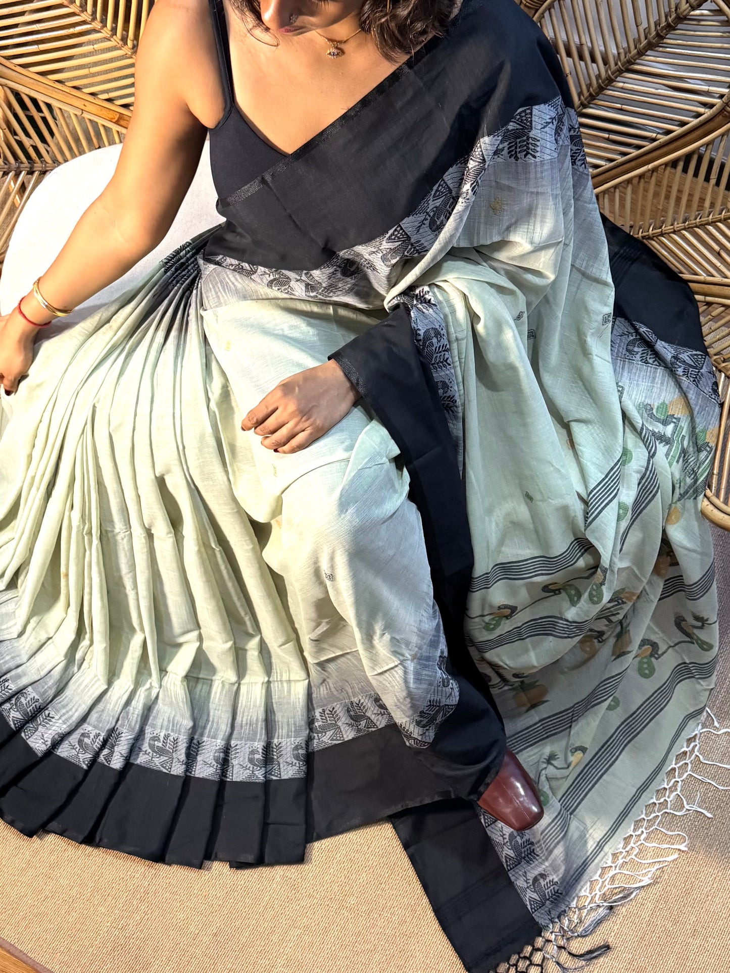 Jamdani - soft  Khadi Cotton Saree
