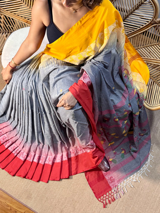 Jamdani - soft  Khadi Cotton Saree