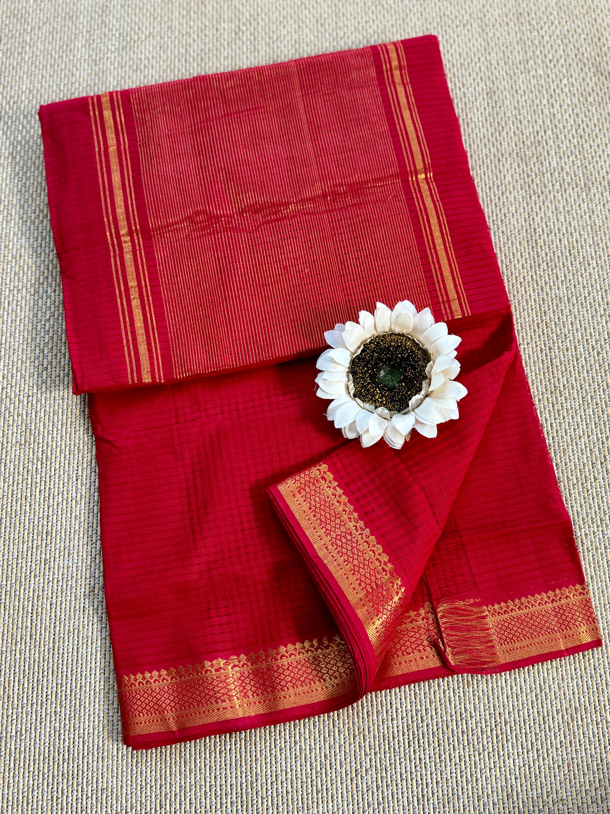 Handloom Mangalagiri missing checks Cotton Saree