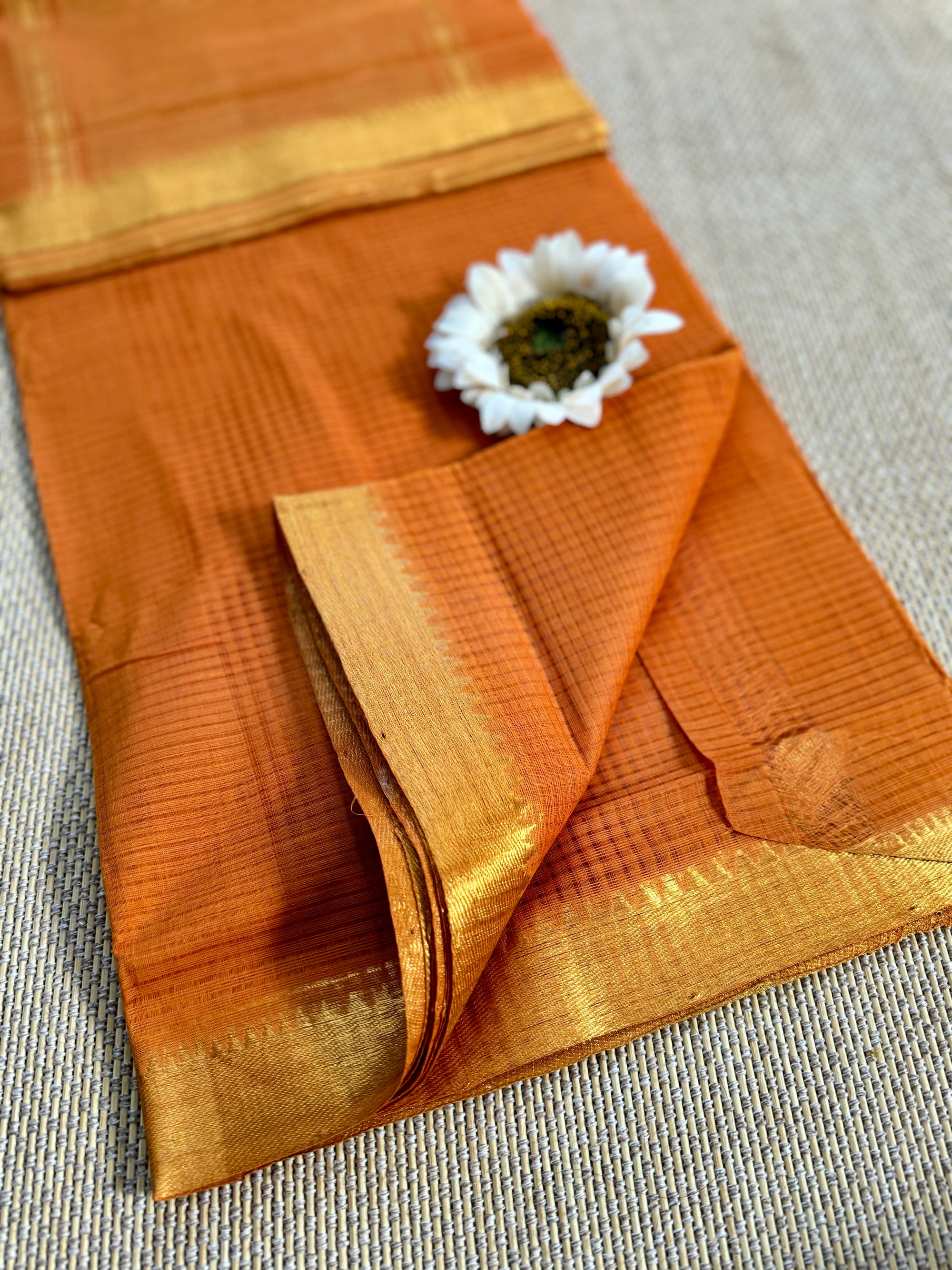 Handloom Mangalagiri missing checks Cotton Saree