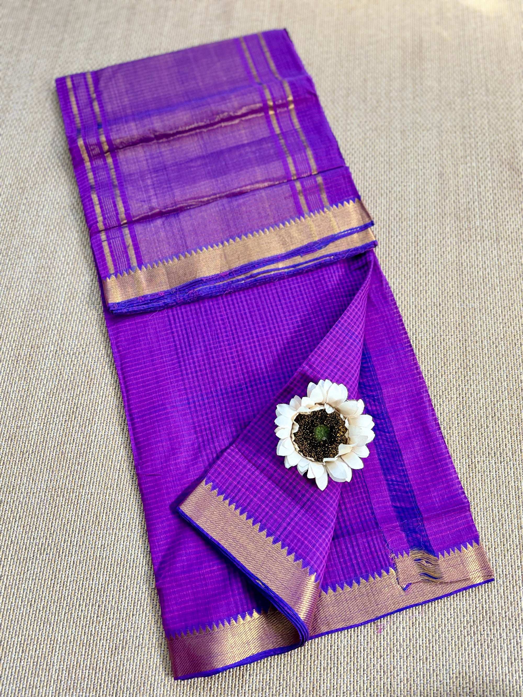 Handloom Mangalagiri missing checks Cotton Saree