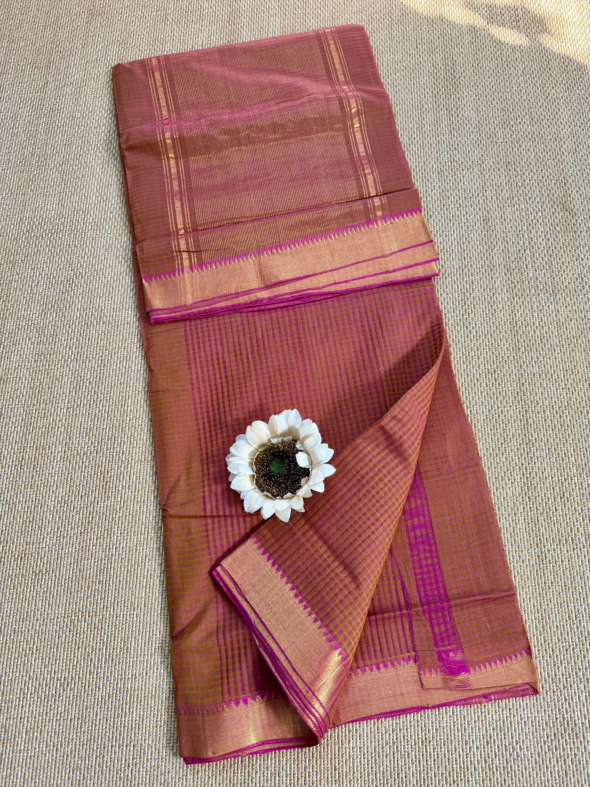 Handloom Mangalagiri missing checks Cotton Saree