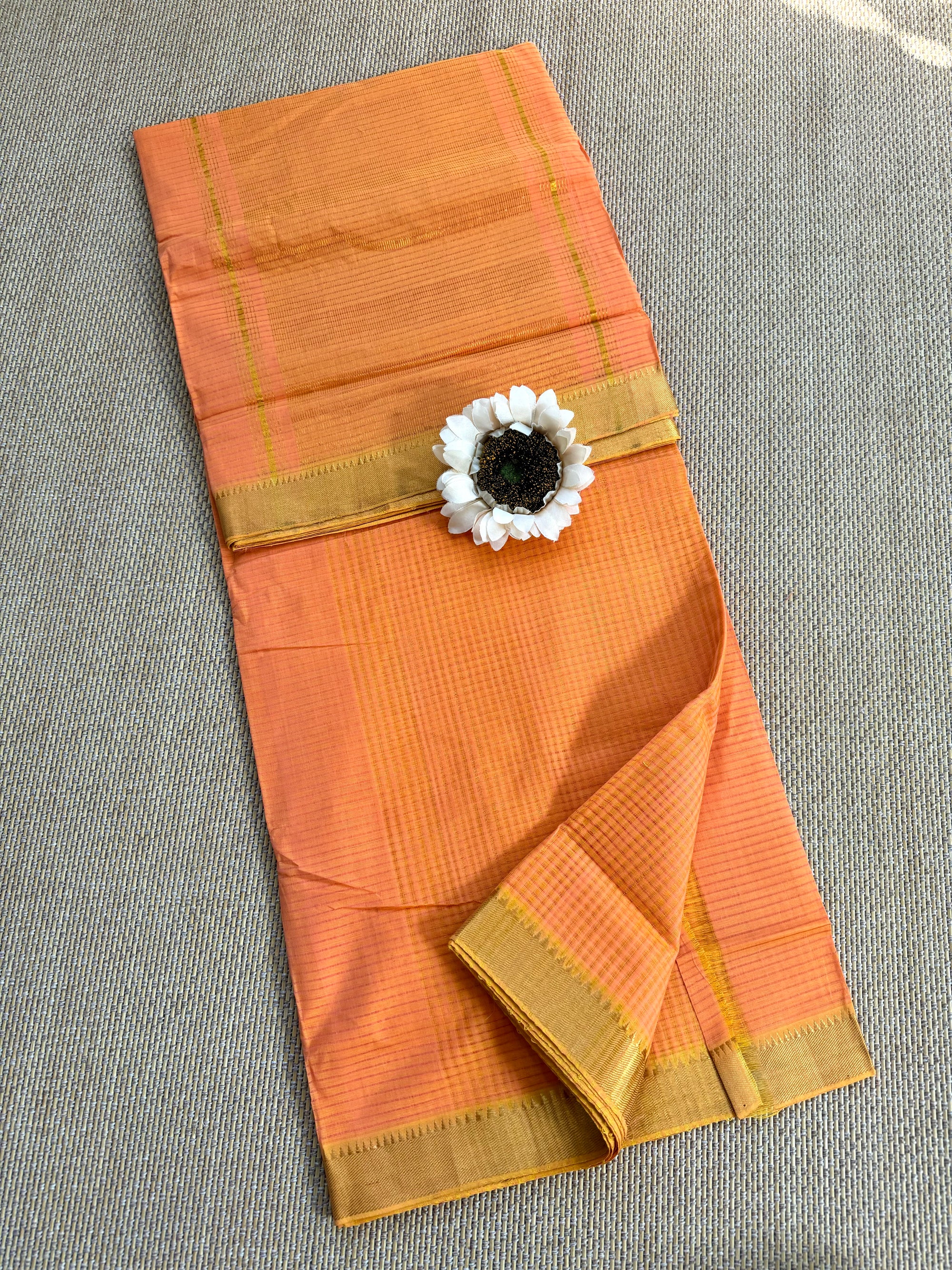 Handloom Mangalagiri missing checks Cotton  Saree