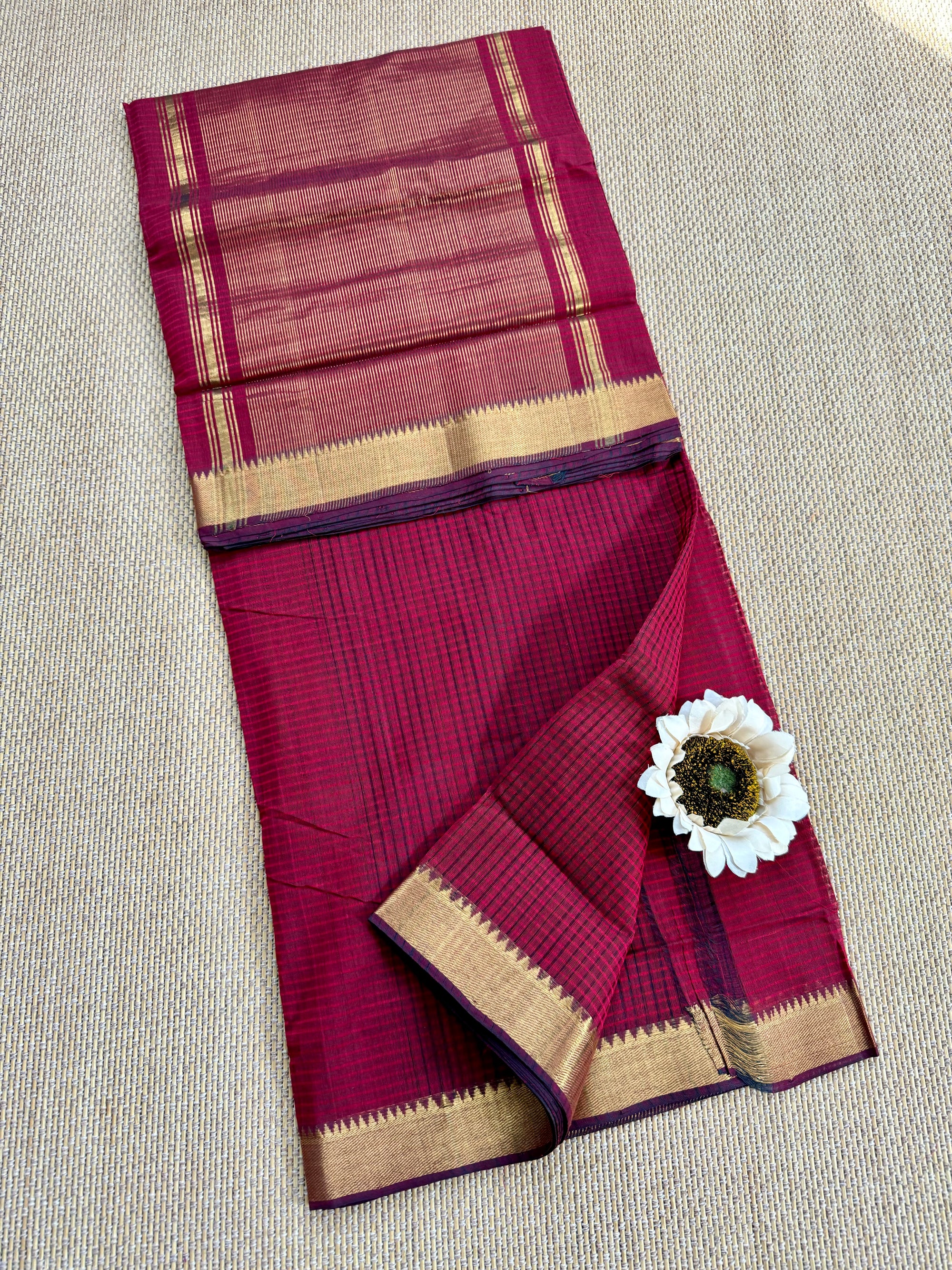 Handloom Mangalagiri missing checks Cotton Saree