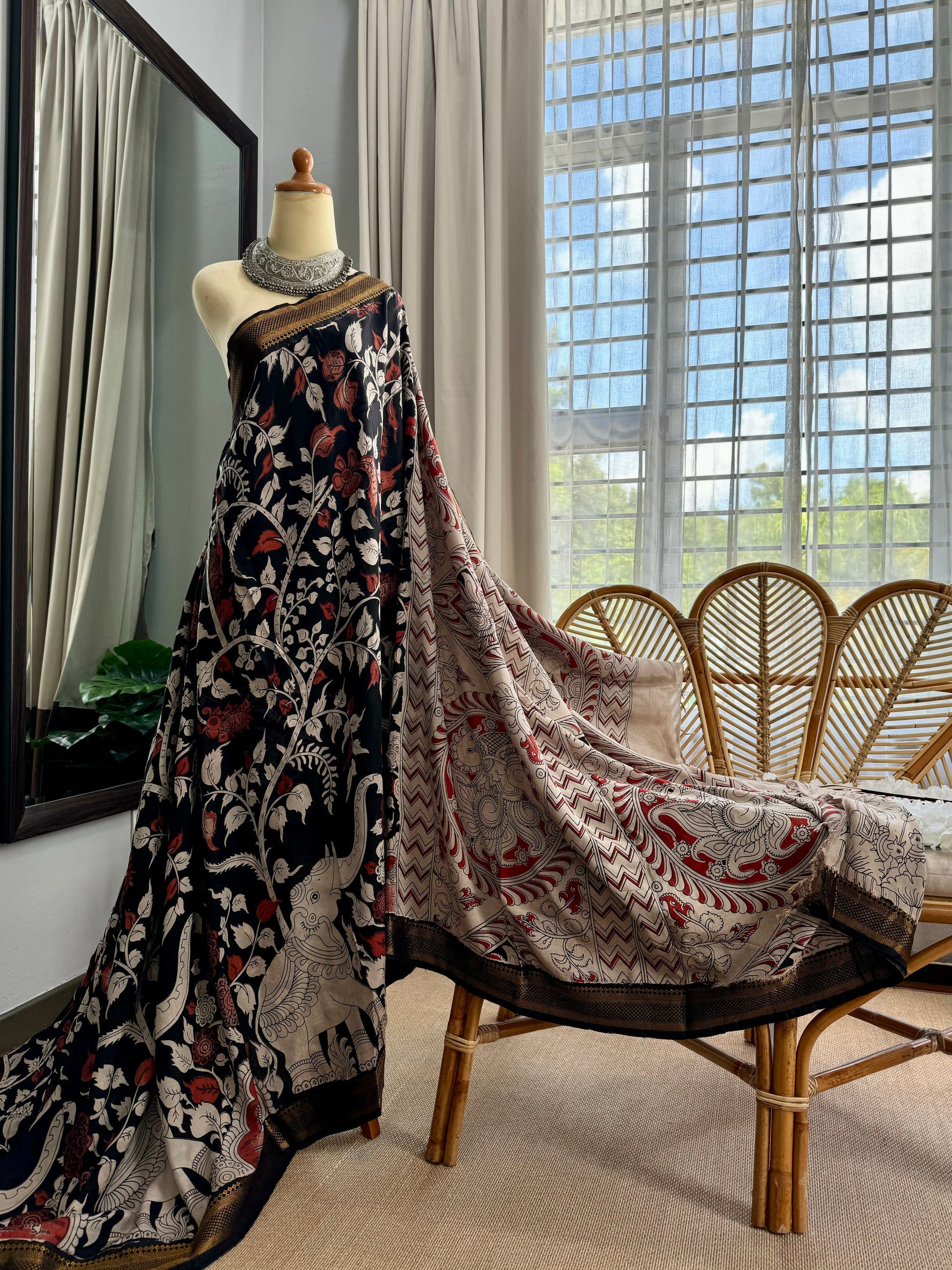 Nellore Silk Kalamkari Screen Print Saree