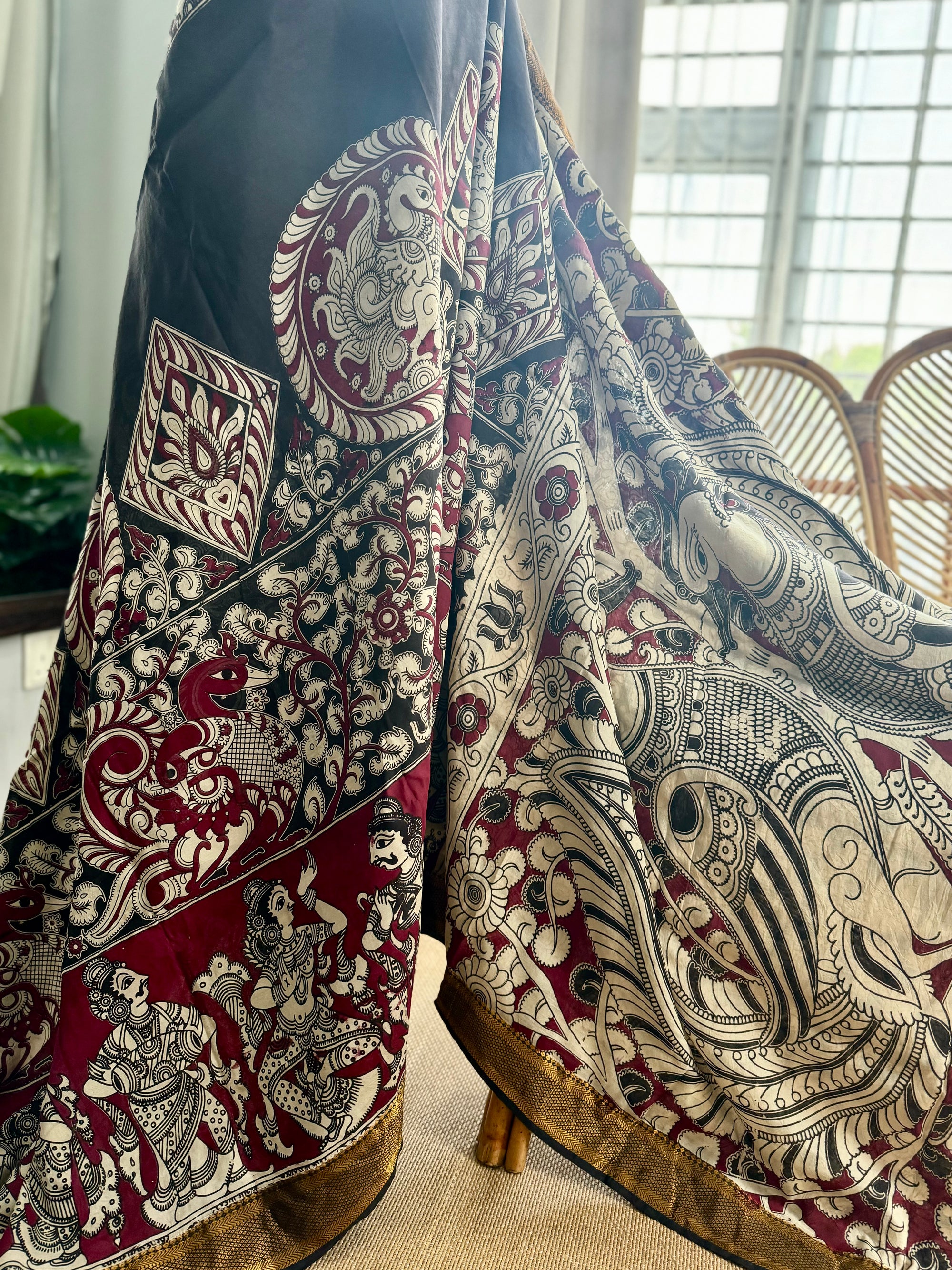 Nellore Silk Kalamkari Screen Print Saree