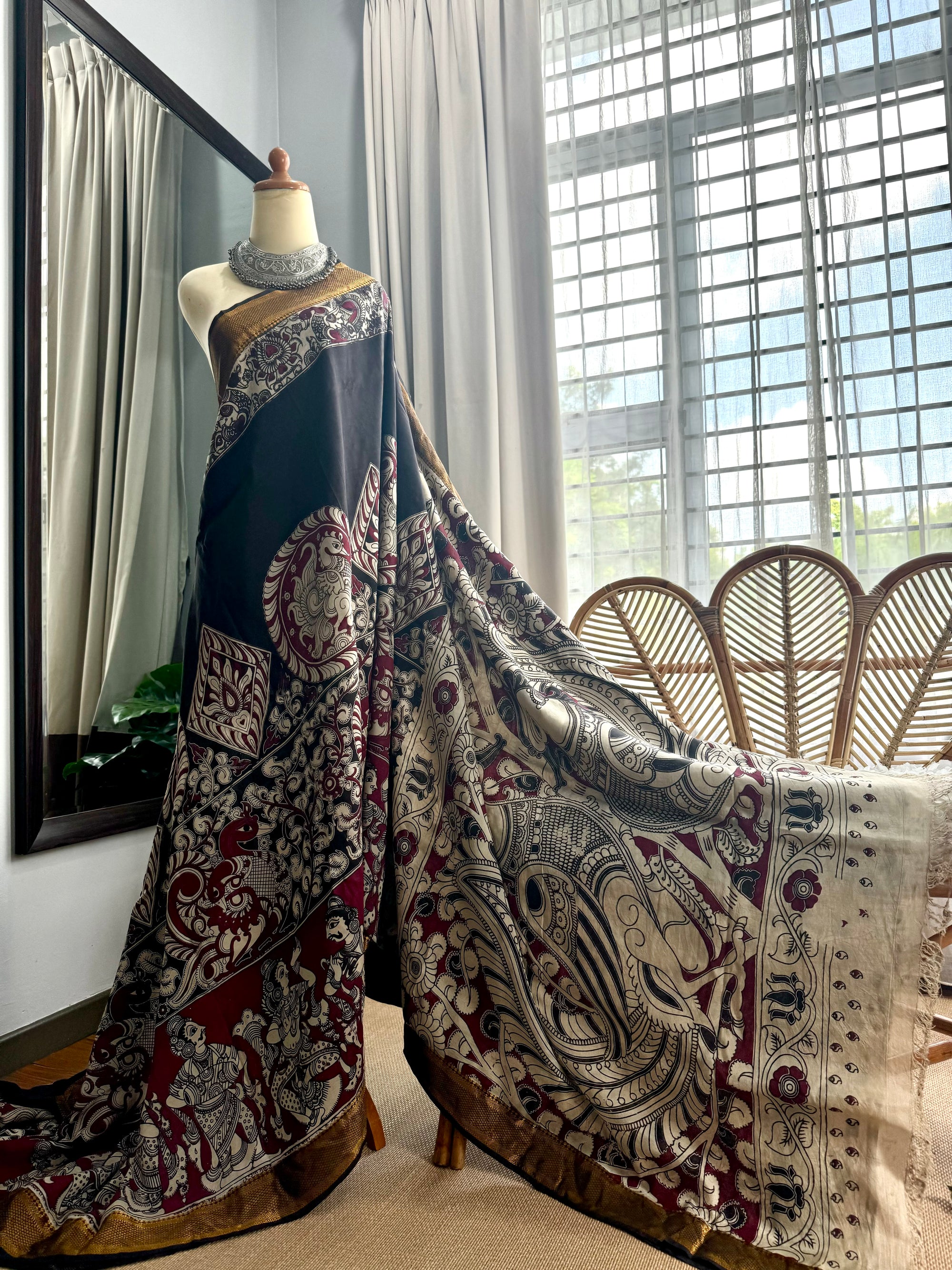 Nellore Silk Kalamkari Screen Print Saree