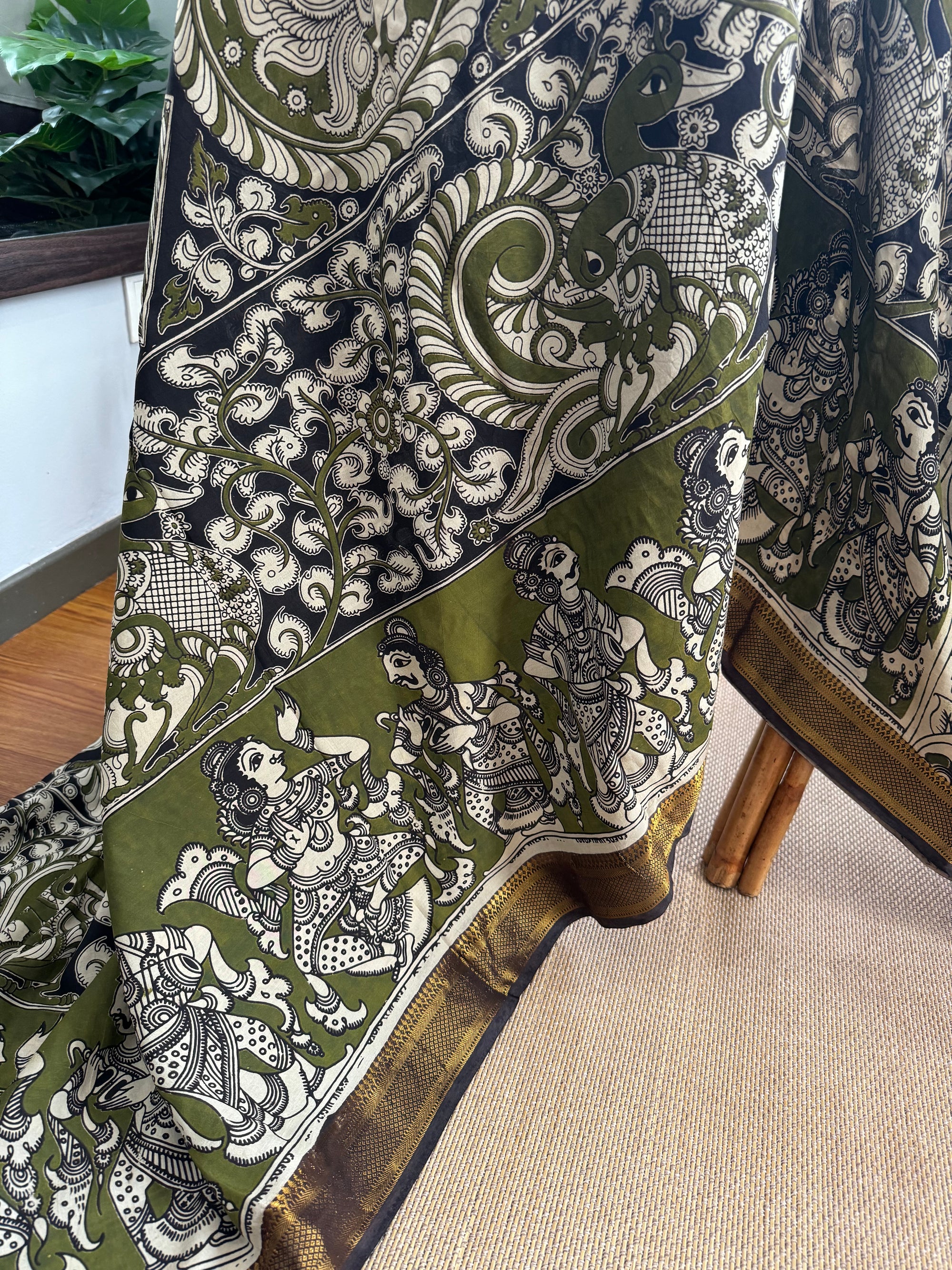 Nellore Silk Kalamkari Screen Print Saree