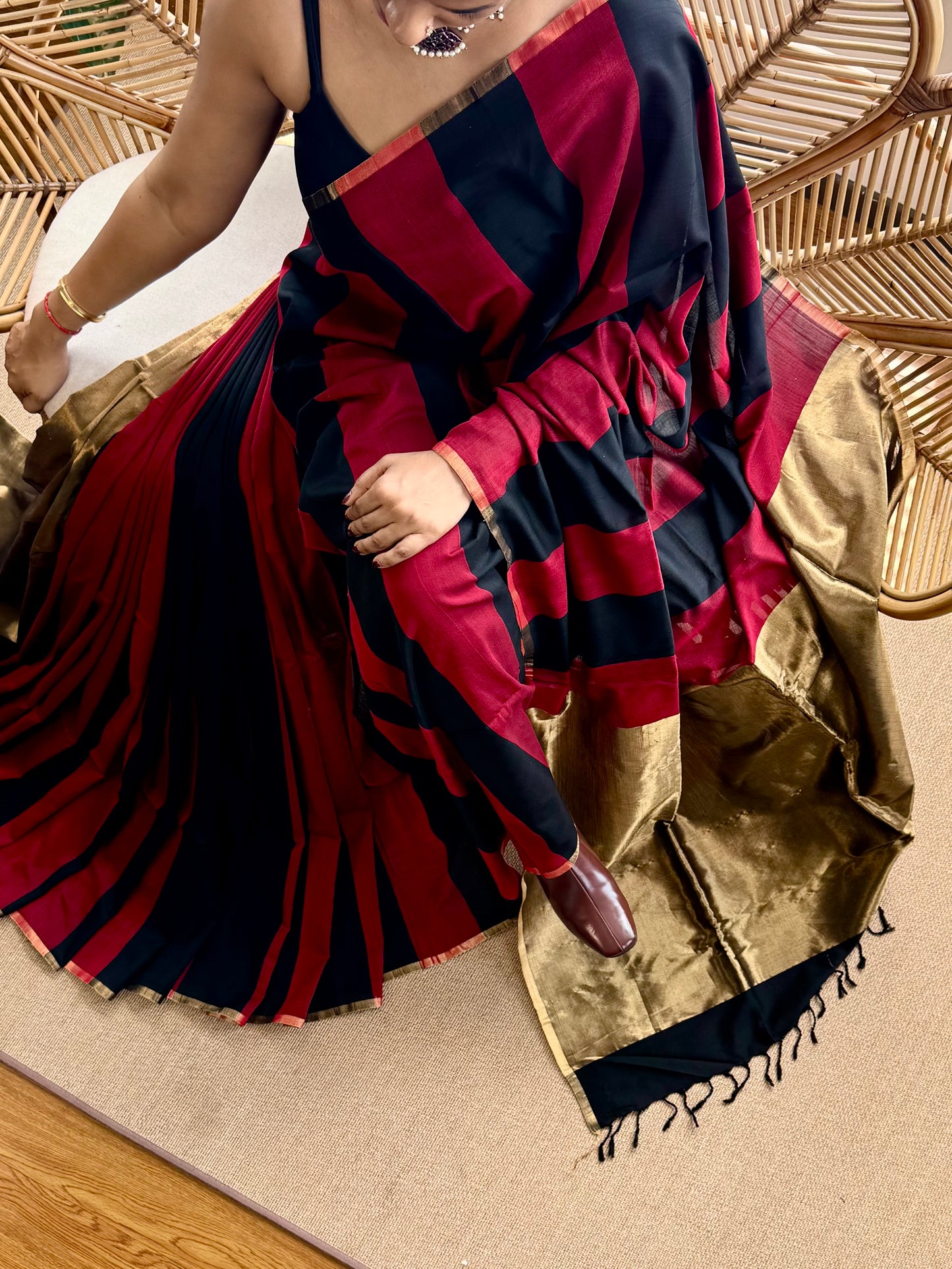 4 pedal loom Maheswar silk cotton saree