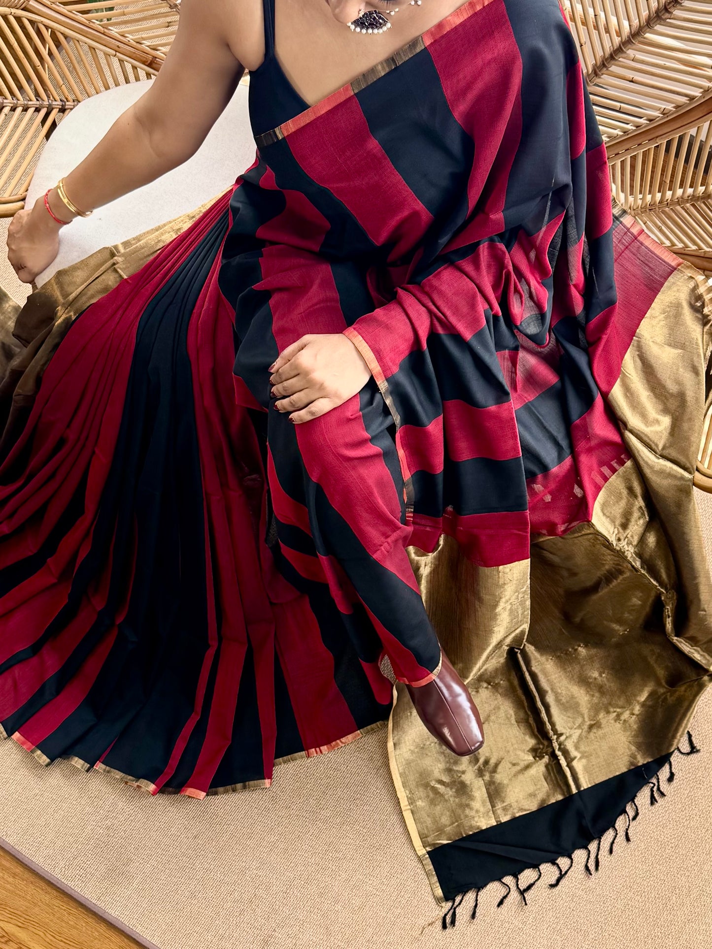 4 pedal loom Maheswar silk cotton saree