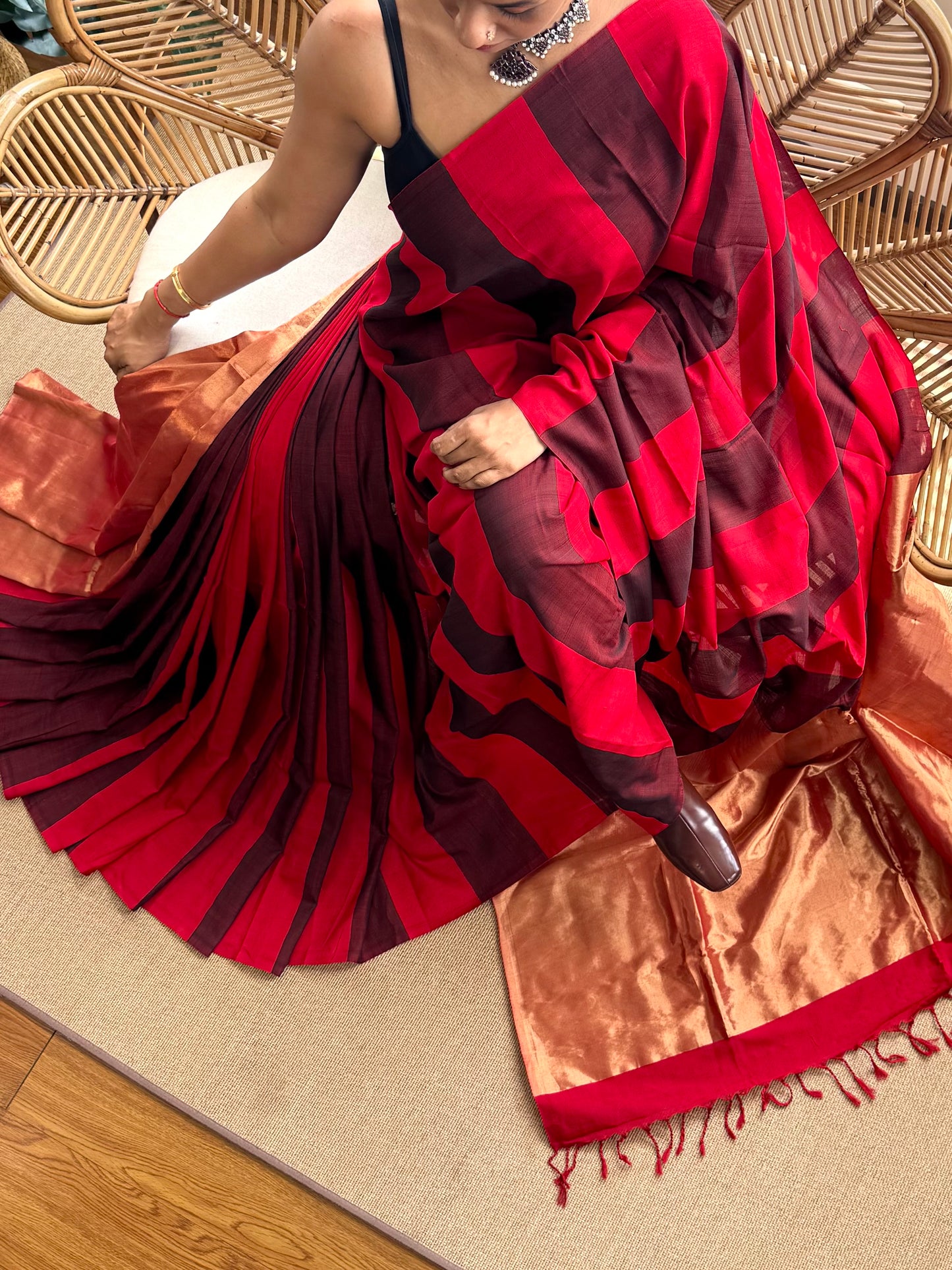 4 pedal loom Maheswar silk cotton saree