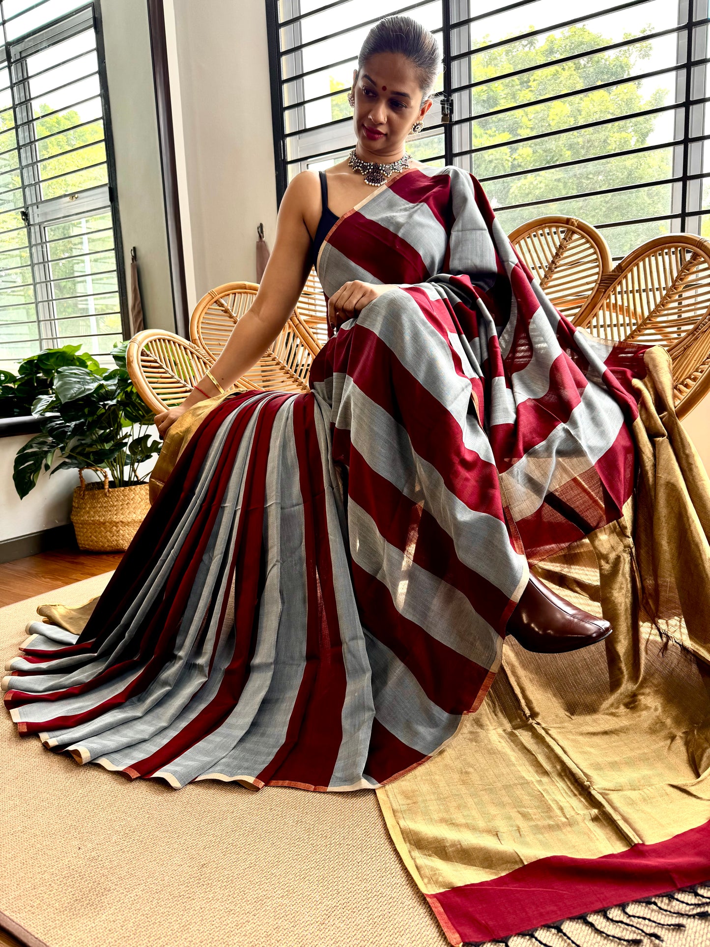4 pedal loom Maheswar silk cotton saree