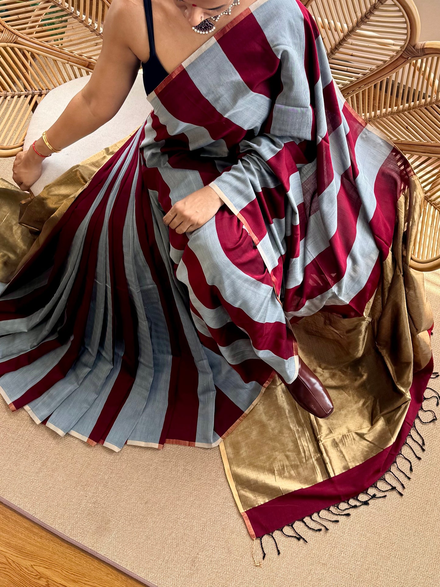 4 pedal loom Maheswar silk cotton saree