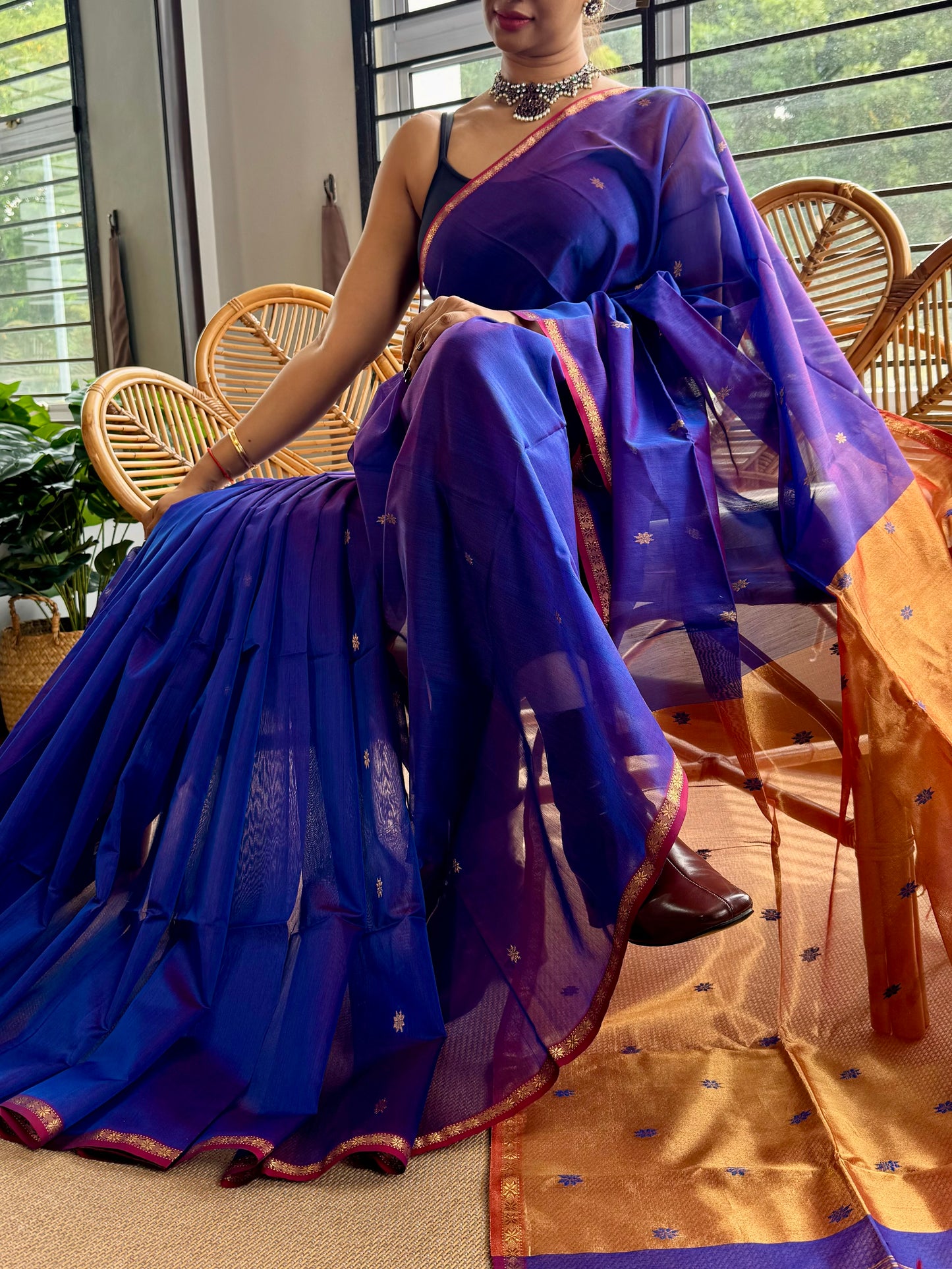 Star Pallu  Maheswar silk cotton saree