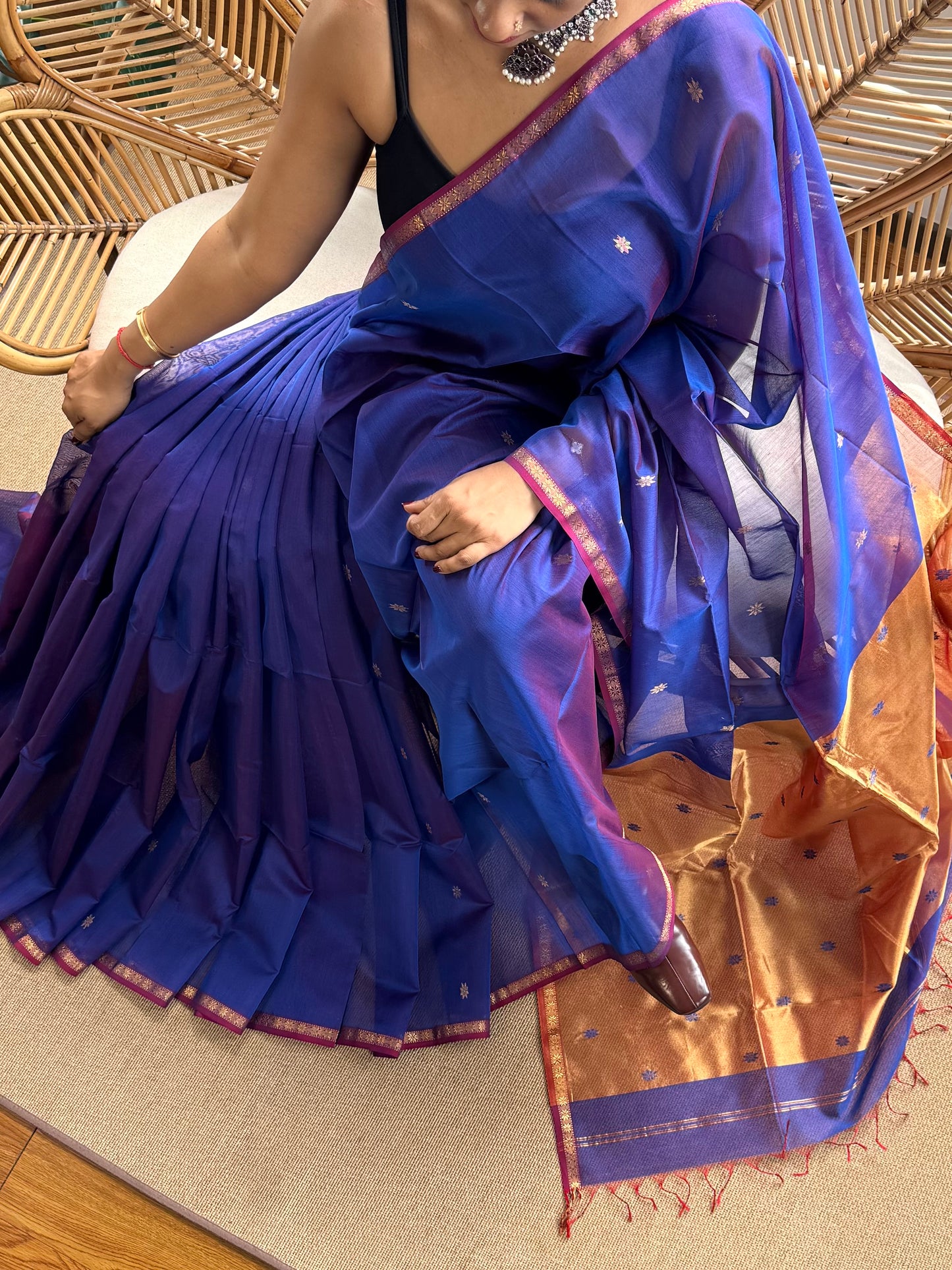 Star Pallu  Maheswar silk cotton saree