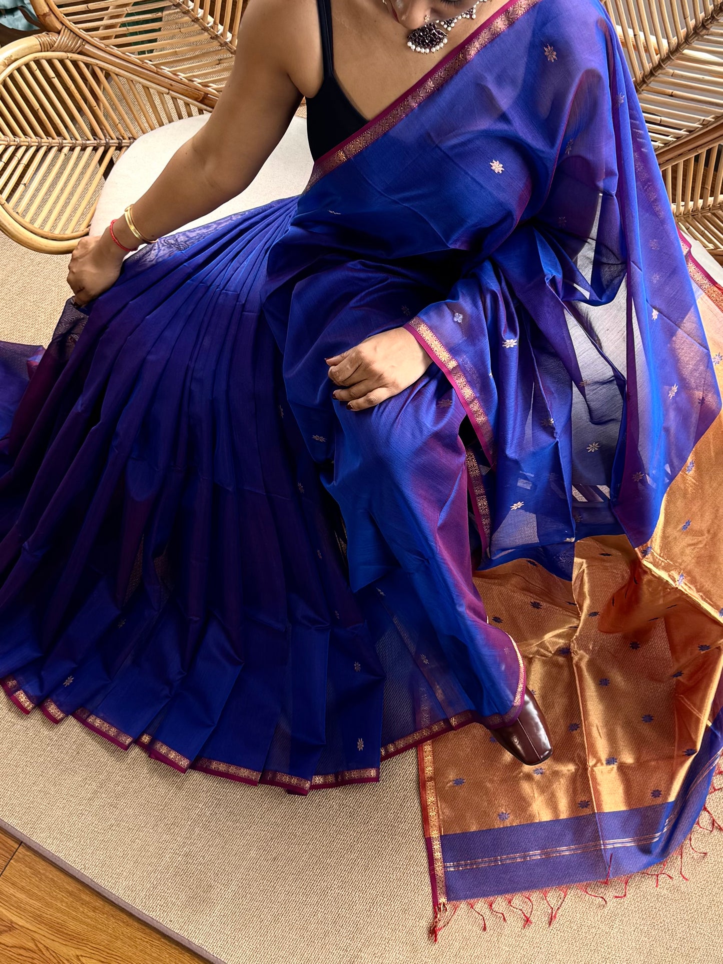 Star Pallu  Maheswar silk cotton saree