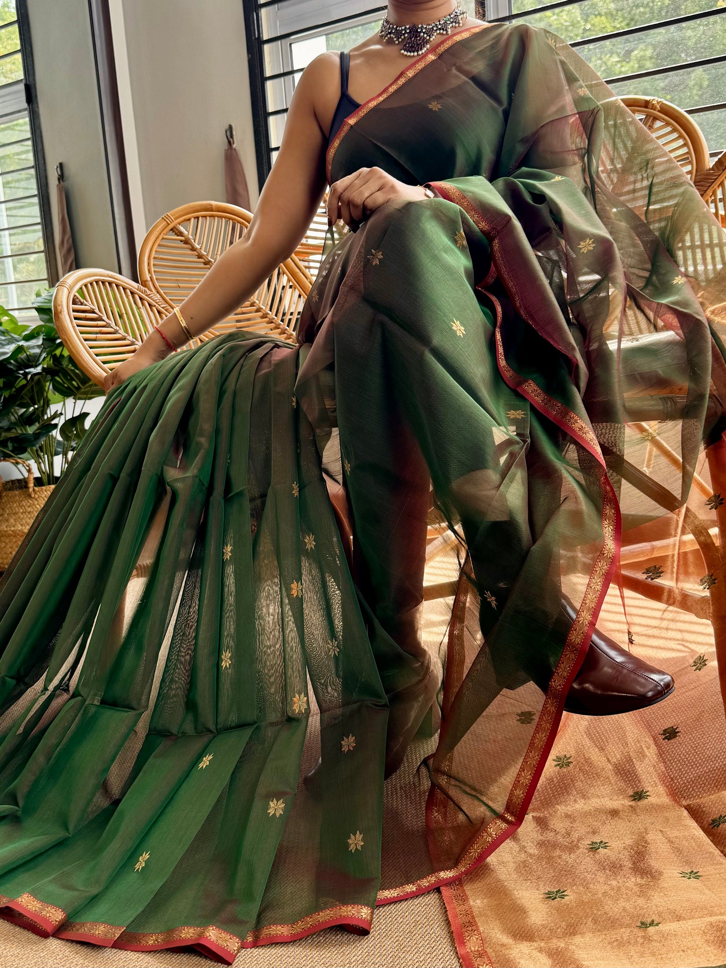 Star Pallu  Maheswar silk cotton saree