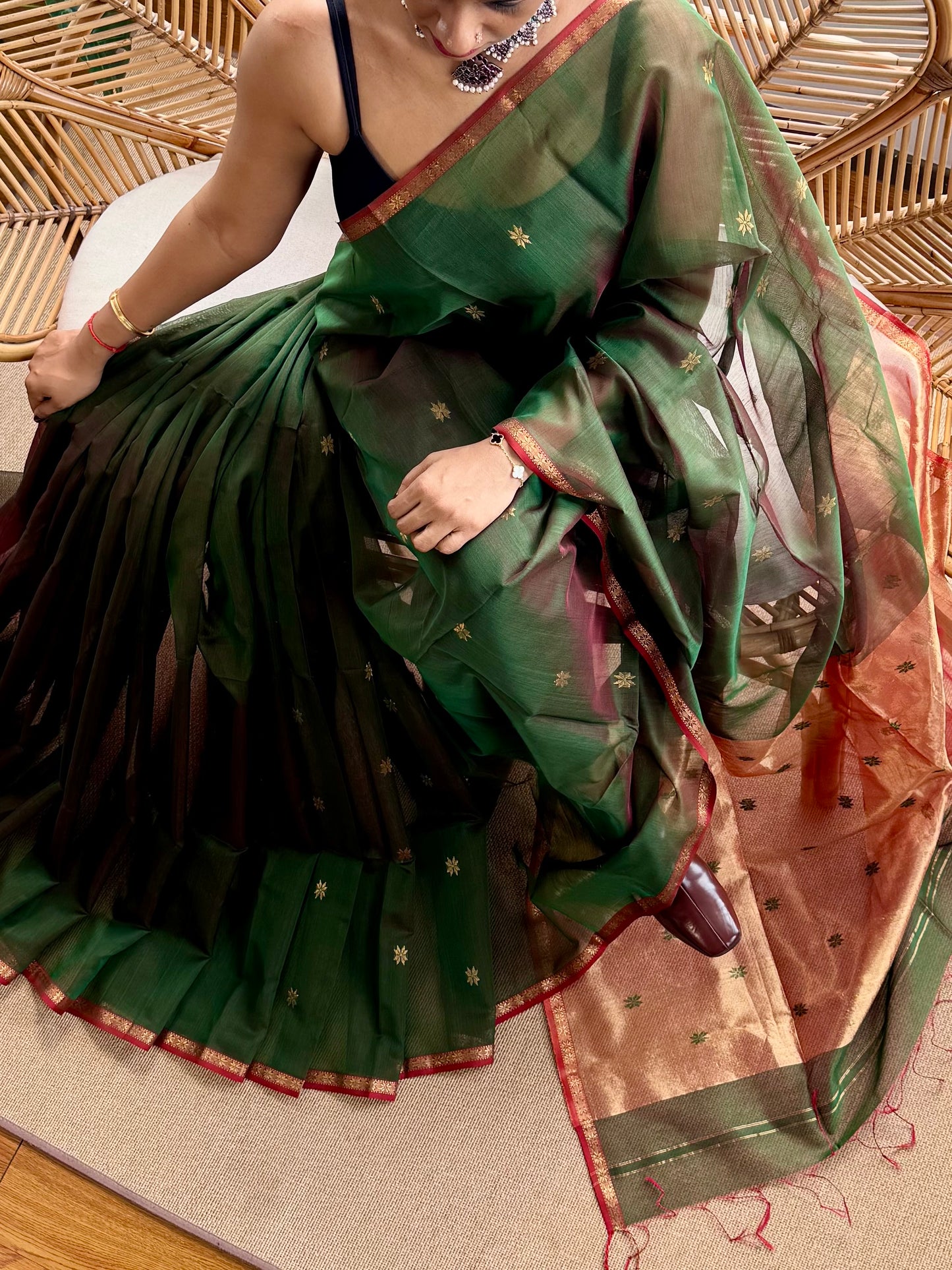 Star Pallu  Maheswar silk cotton saree