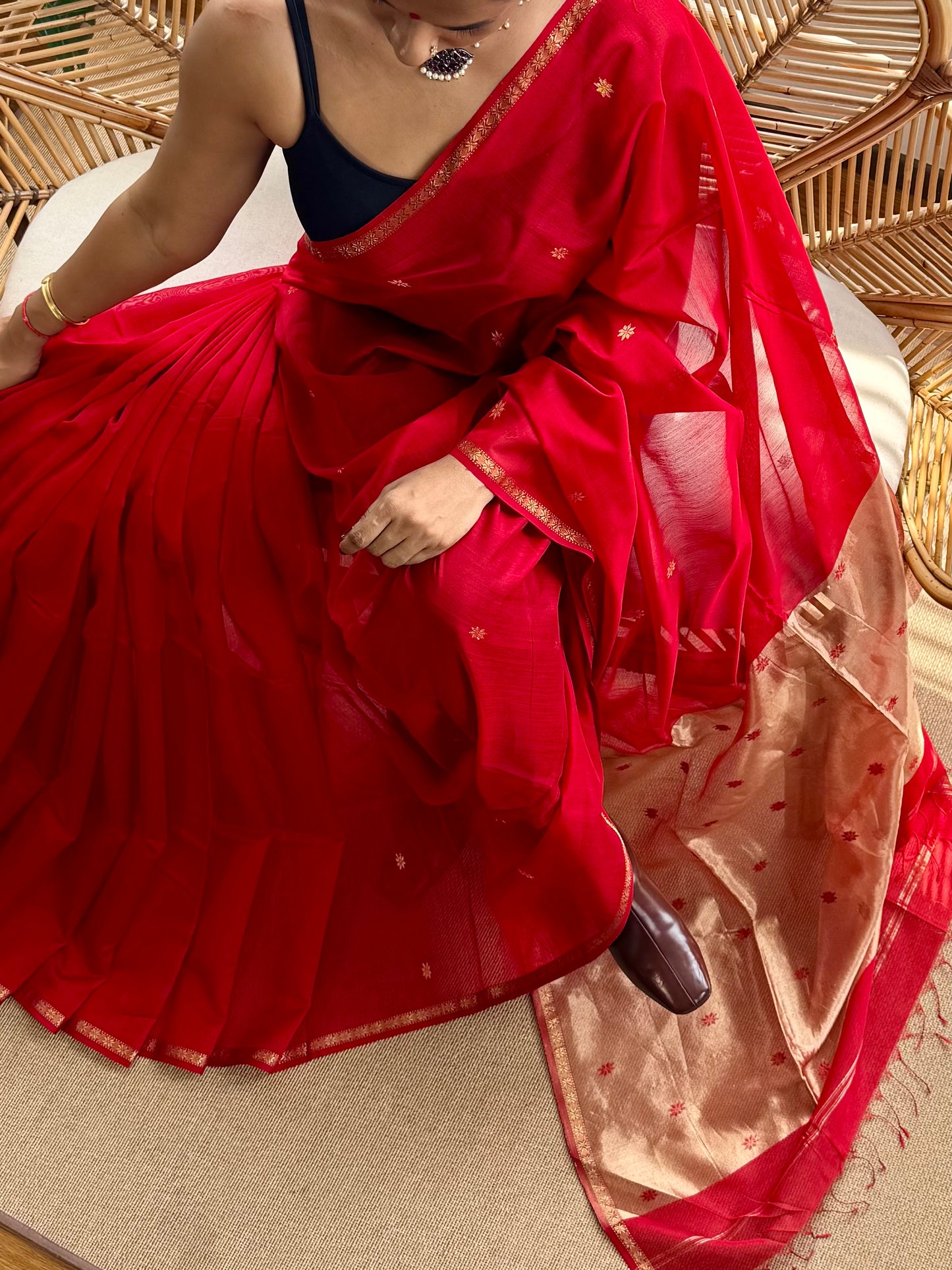 Star Pallu  Maheswar silk cotton saree